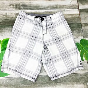 Hurley plaid print swim trunks